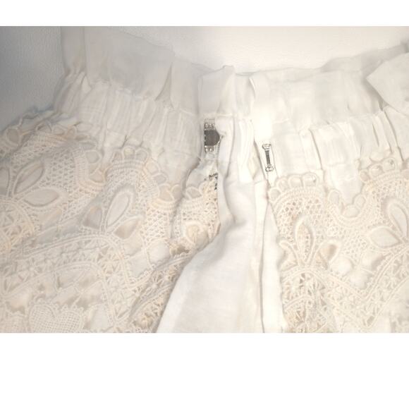 Vintage Hostess Apron Overskirt Fancy White double layer embroidery lace overlay - Picture 6 of 12